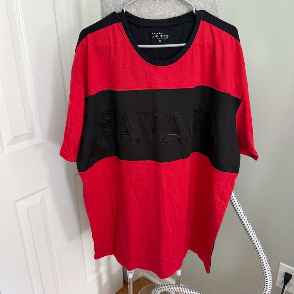 Galaxy by Harvic Savage T Shirt 3XL Red Black Oversized Streetwear Graphic NWT